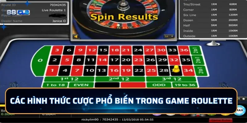 Roulette 88CLB - Vòng Quay Đổi Thưởng Đầy Kịch Tính 3 Các hình thức cược phổ biến trong Roulette tại 88CLB